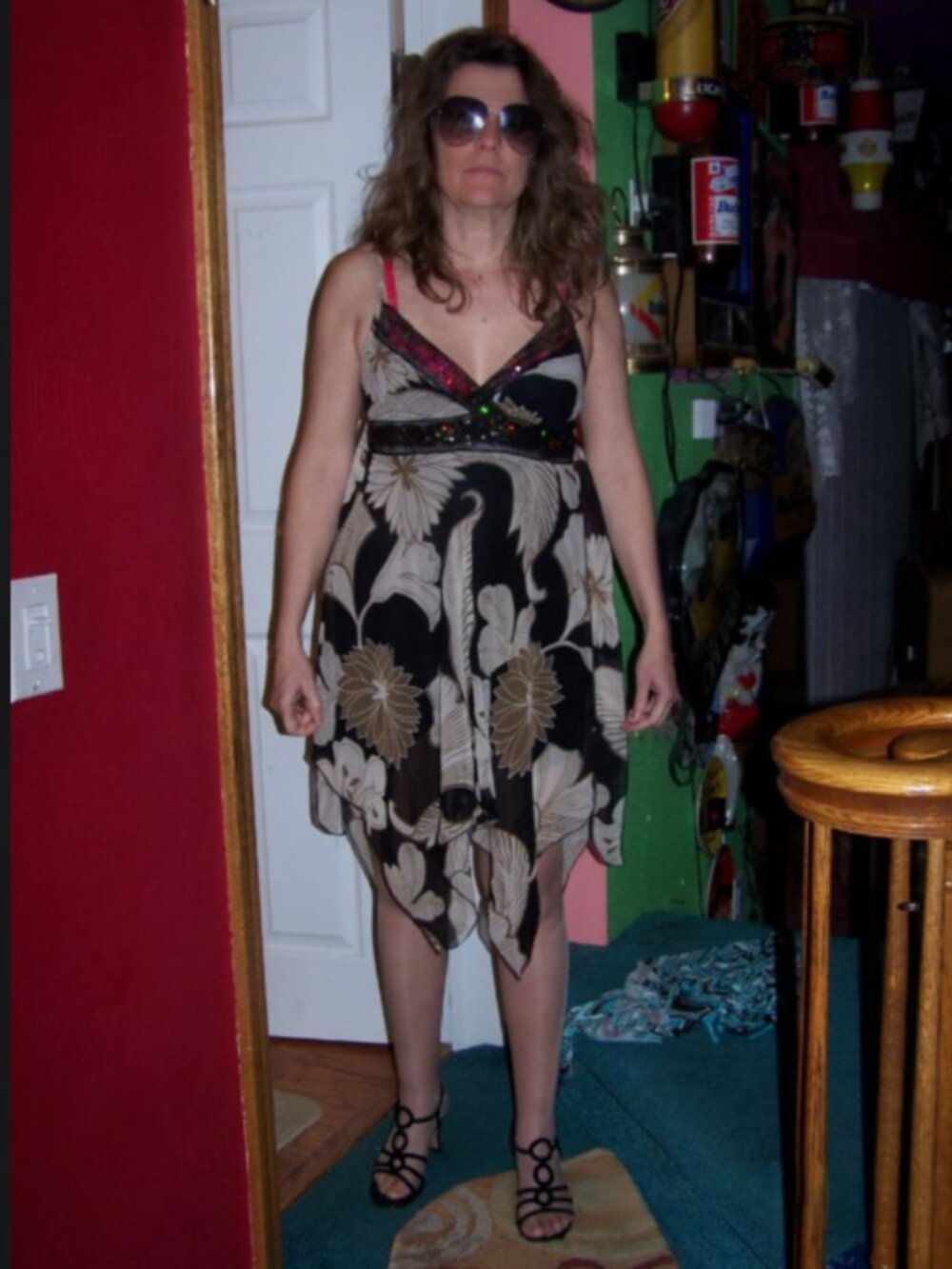 PAPAYA VINTAGE Y2K SEQUINED FLORAL FAIRY HEM PSRTY DRESS !